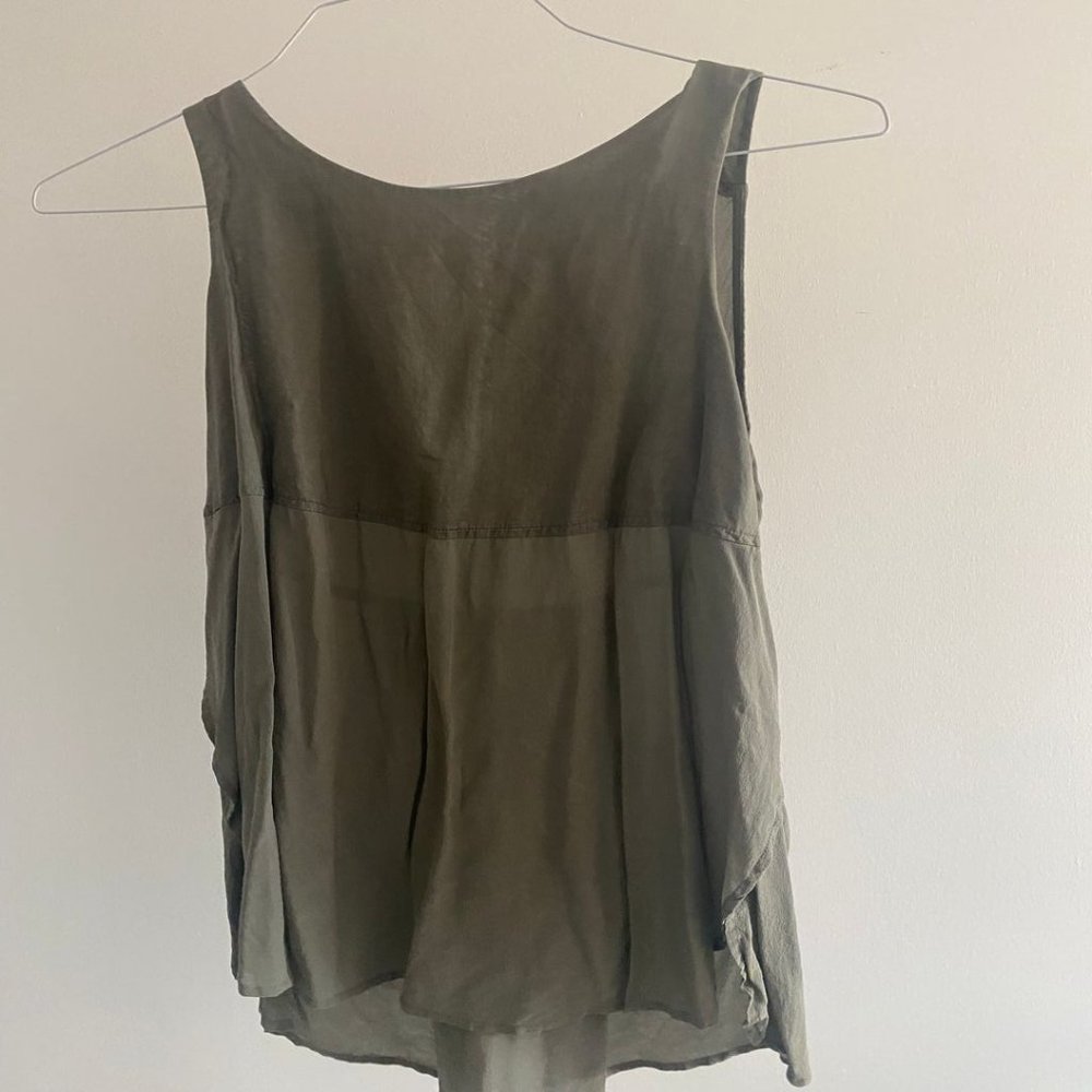 Madewell Olive Green Sunbask Silk Tank Blouse | size Medium